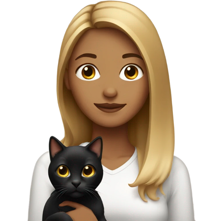 Bronde girl with a black cat emoji