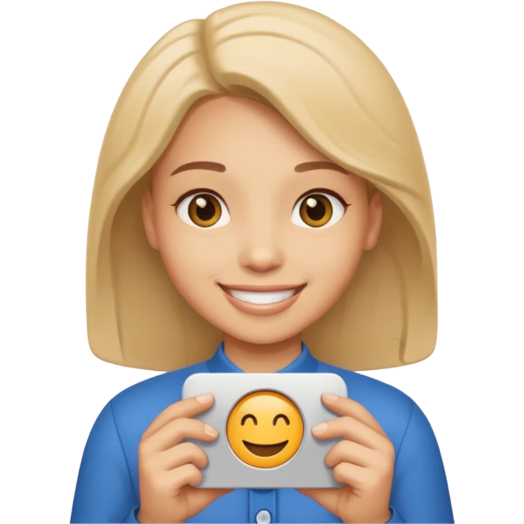a person holding a "share" button emoji