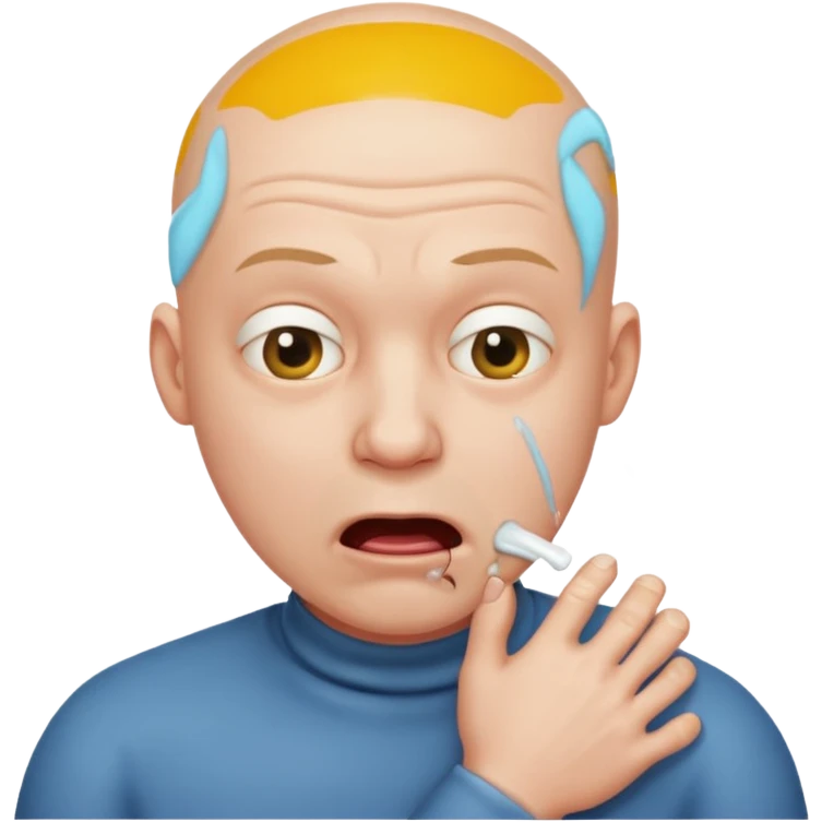 Bald guy choking himself emoji