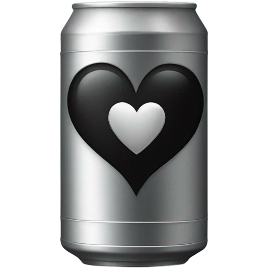a black can with the inscriptions in Silver R. i. p. and a Silver heart in the frame emoji