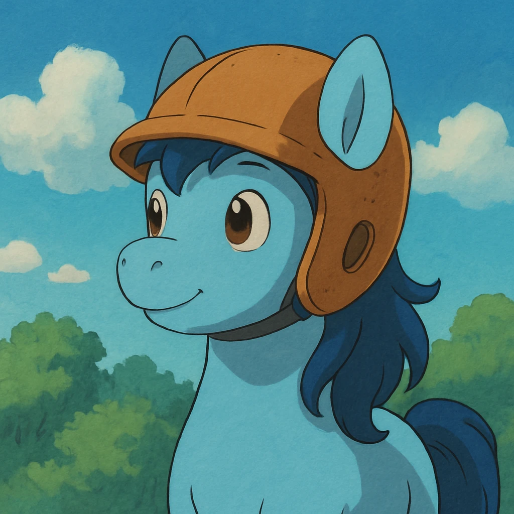 blue pony in a helmet emoji