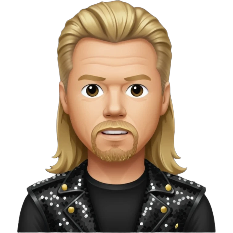 James Hetfield with long dark blonde hair, black sequin outfit  emoji