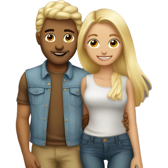 couple bisous blonde et brun emoji