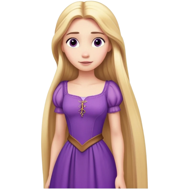 Rapunzel from hips up, purple dress, very long blonde hair, minimal style but clearly recognizable emoji