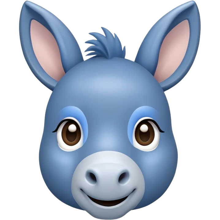 cute blue donkey with big eyes and friendly smile, simple flat design emoji