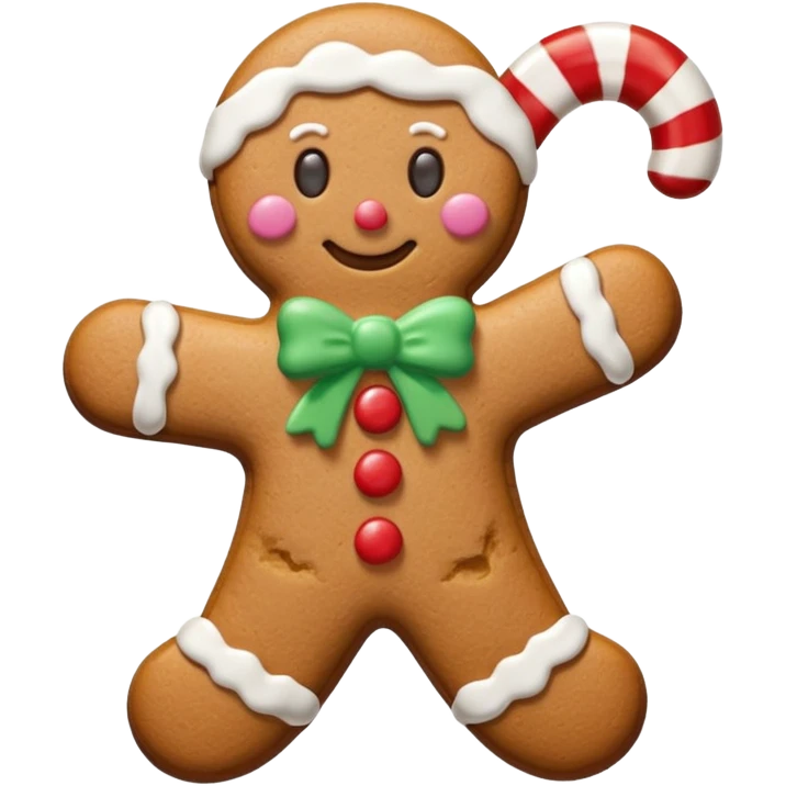 gingerbread cookie in candy cane shape emoji