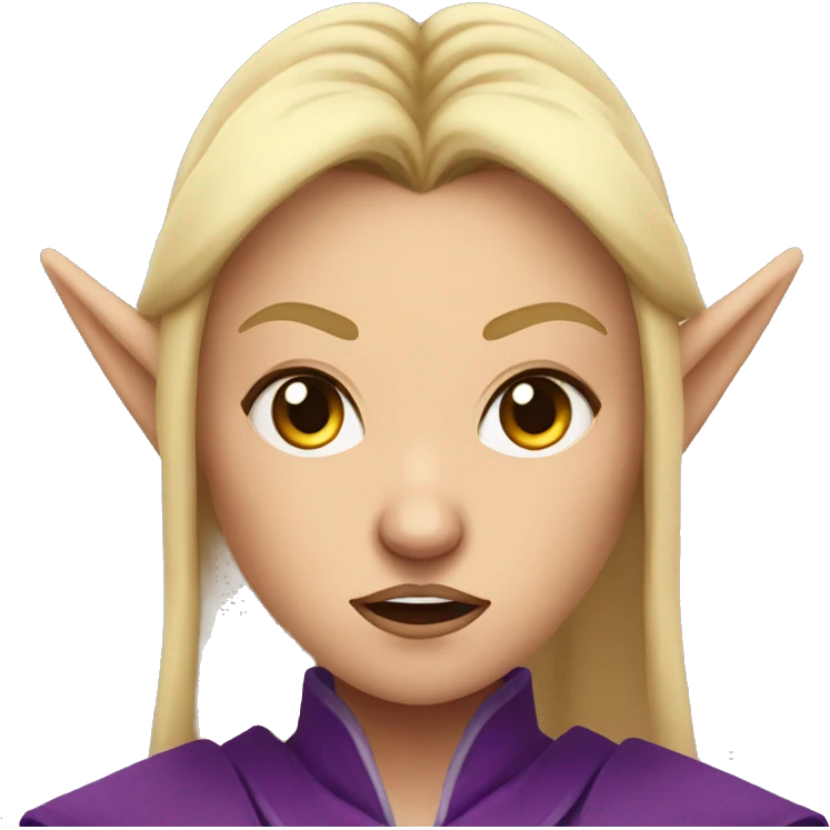 Noble female Elf with Elf ears and blonde hair and purple robes Angry angry angry expression emoji