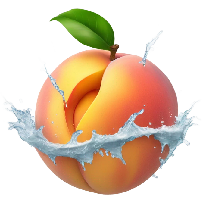 Peach with white water splash coming out of the crack emoji