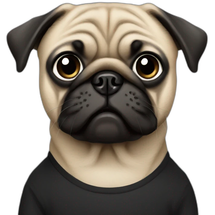 pug wearing a black t-shirt emoji