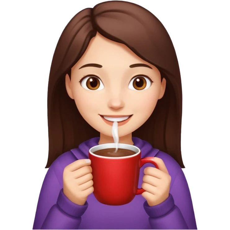Winter girl drinks chocolate emoji