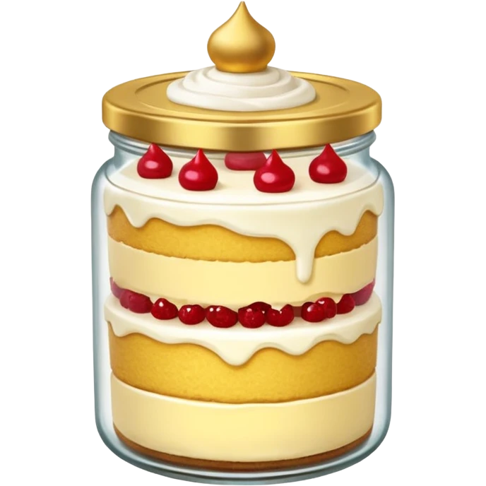 A layered little jar of cake that is gold I only want to be gold like I want the black background to be black. emoji
