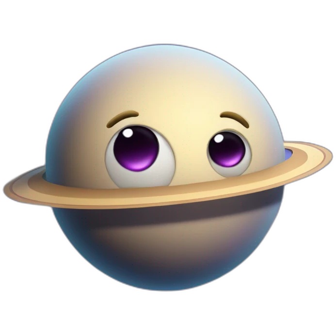 planet Saturn with a cartoon face with rolling eyes emoji