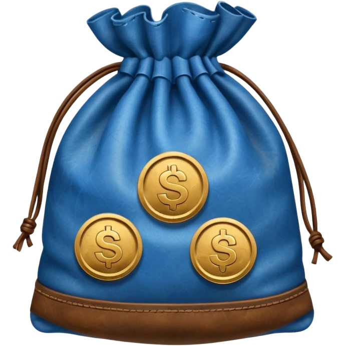 blue coins inside brown money bag emoji