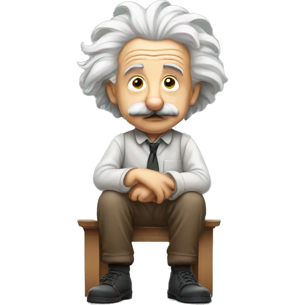 albert einstein sitting and in thinking position emoji