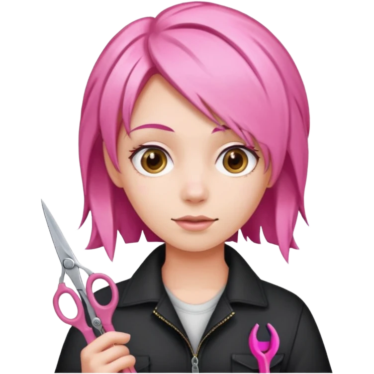 Pink hair scissor emoji