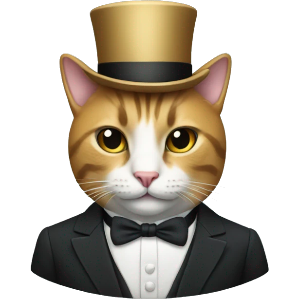 Cat in a suit and top hat emoji