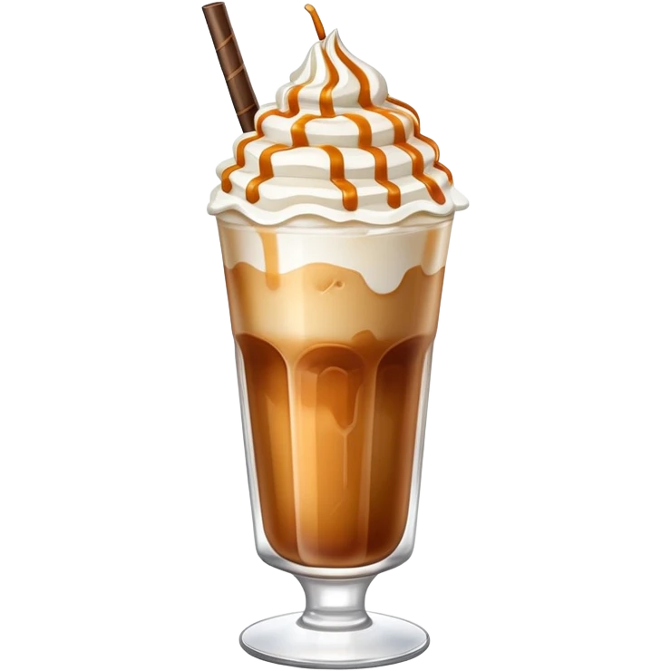 Ice caramel macchiato in a glass  emoji