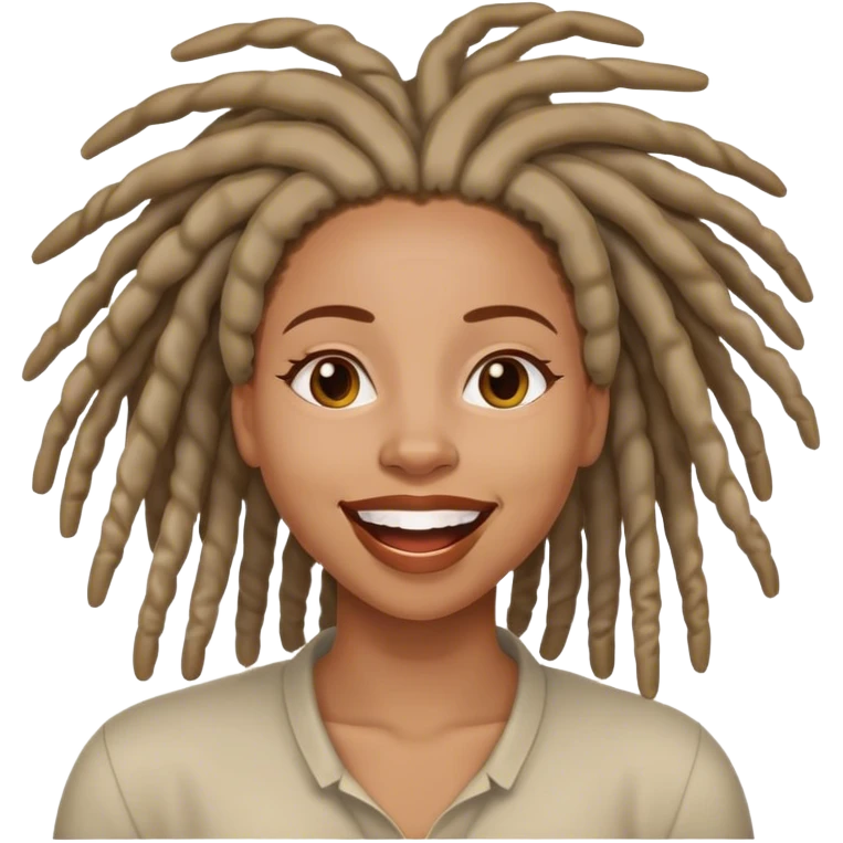 Black woman with locs happy emoji