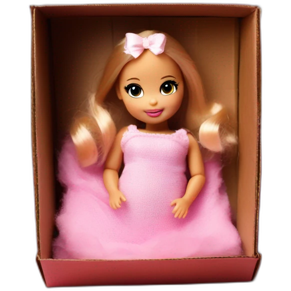 Newborn barbie in box photo session emoji