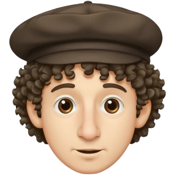 a guy with a huge nose short stringy curly hair and a small hat emoji