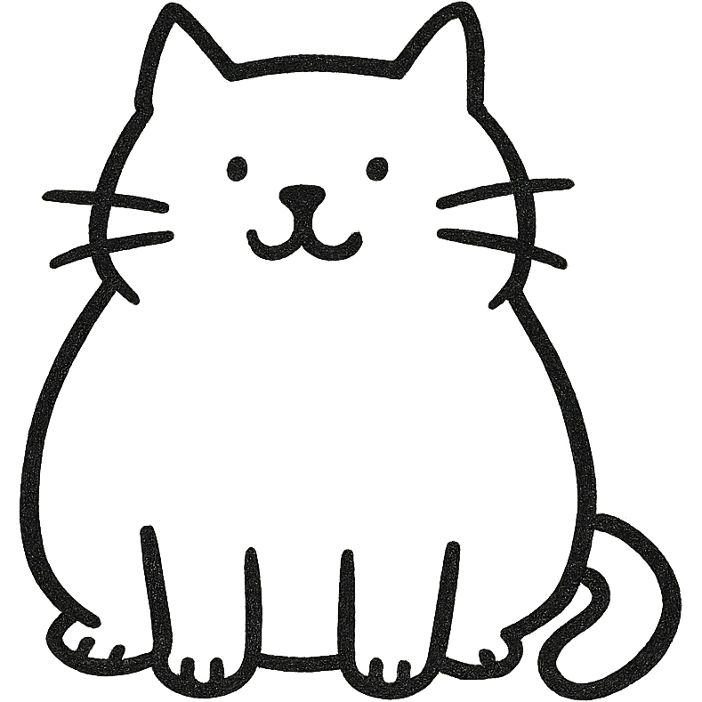 chubby cat, minimal style emoji