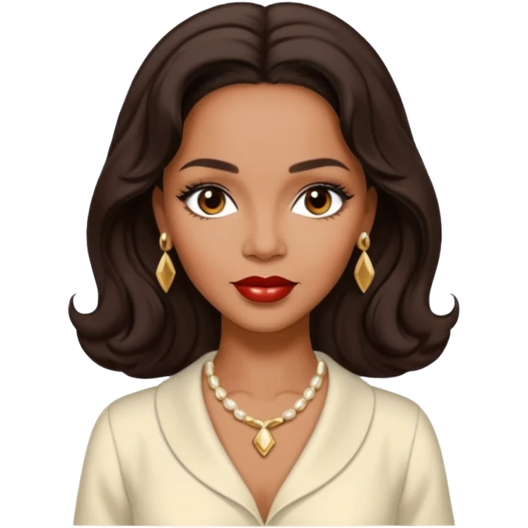Dorothy Dandridge with long dark brown hair, ivory outfit emoji