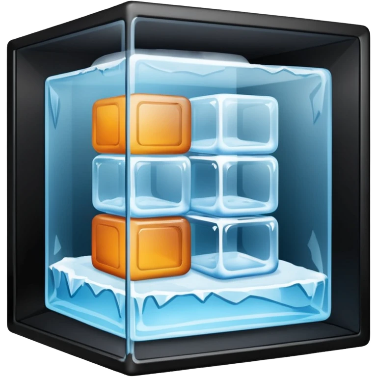 closet inside a large ice cube emoji