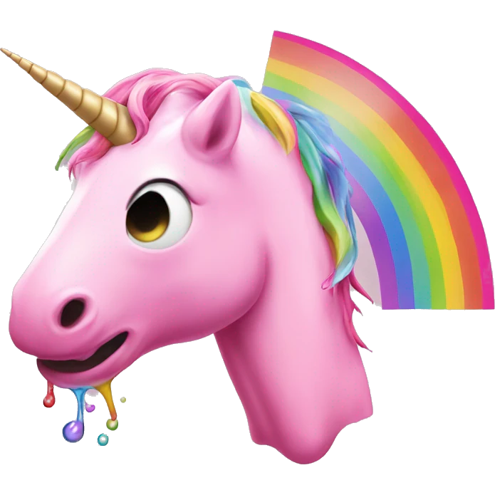 Pink unicorn puking a Rainbow out of the mouth emoji