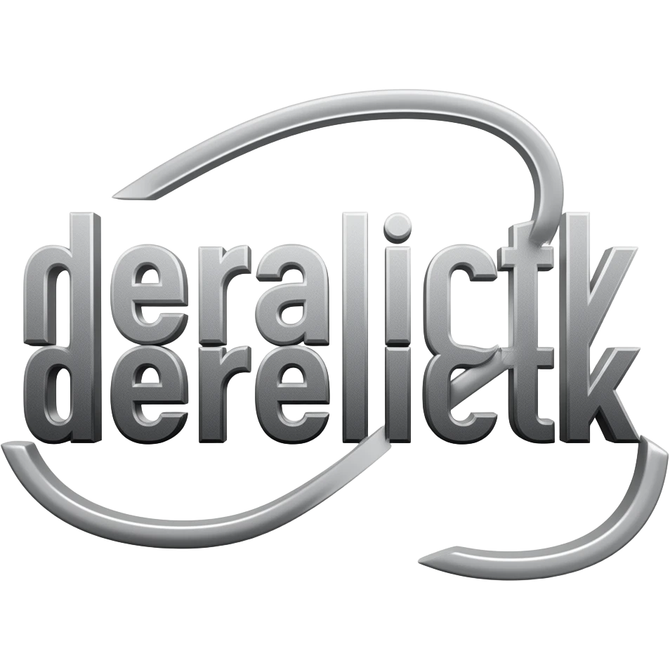 slam, brutal death metal, or black metal lettering with the letters, “derelictk” emoji