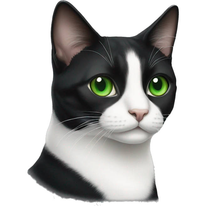 Tuxedo cat with green eyes  emoji