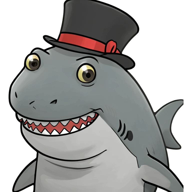 Shark with a top hat emoji
