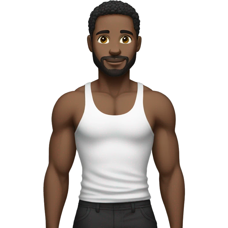 black man wearing a white tank top and black pants emoji