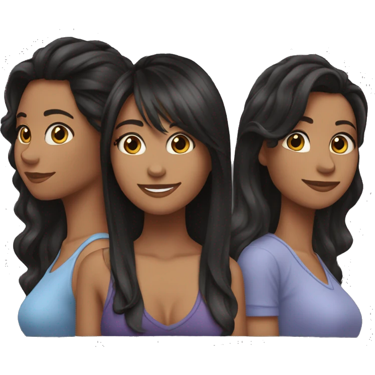 Mejores amigas cabello negro y lacio y pelo negro crespo emoji