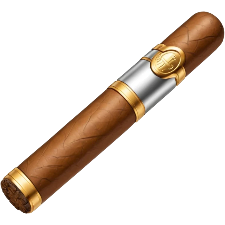 A luxury cigar emoji made of silver chrome, smooth metallic texture, minimal shape, glossy reflections, rich swag aesthetic, iOS emoji style, centered, clean white background emoji