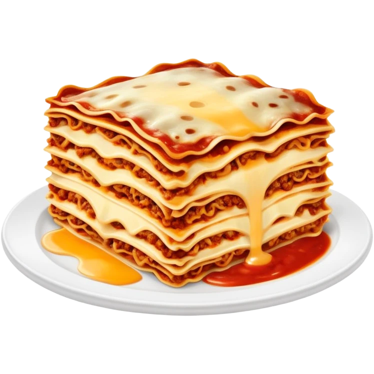 A delicious plate of lasagna with layers of pasta, cheese, and meat sauce, steaming hot emoji
