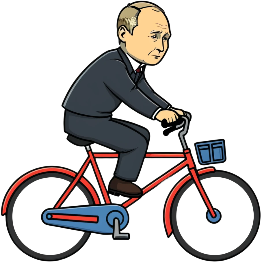 Vladimir Putin riding a bicycle from side view emoji