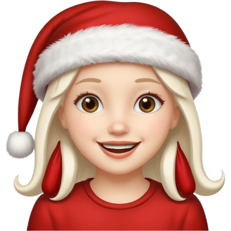 clean and vanilla girl with santa claus hat like holiday mood, christmas!! emoji