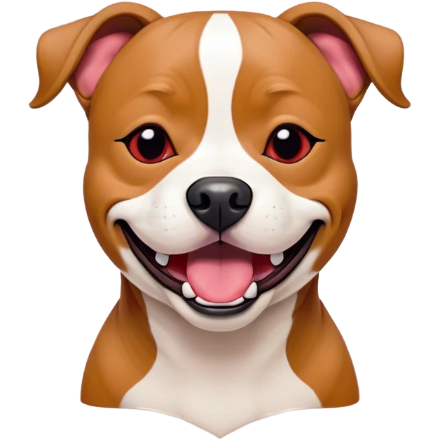 Cinematic Comical Red/Fawn Staffordshire Bull Terrier Portrait Emoji, Head tilted dramatically with an exaggeratedly amused expression, featuring a striking red/fawn Fur with bold white accents, wide, expressive dark eyes filled with playful disbelief, Simplified yet hilariously expressive features, highly detailed, glowing with a slightly sassy glow, high shine, dramatic yet playful, stylized with an air of cheeky mischief, bright and endearing, soft glowing outline, capturing the essence of a spirited and over-the-top guardian, so meme-worthy it feels like it could side-eye its way into internet fame instantly! emoji