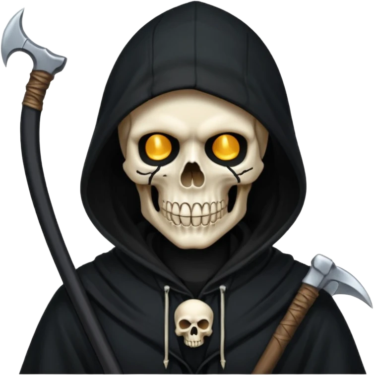 zoomed black hood skull scythe emoji