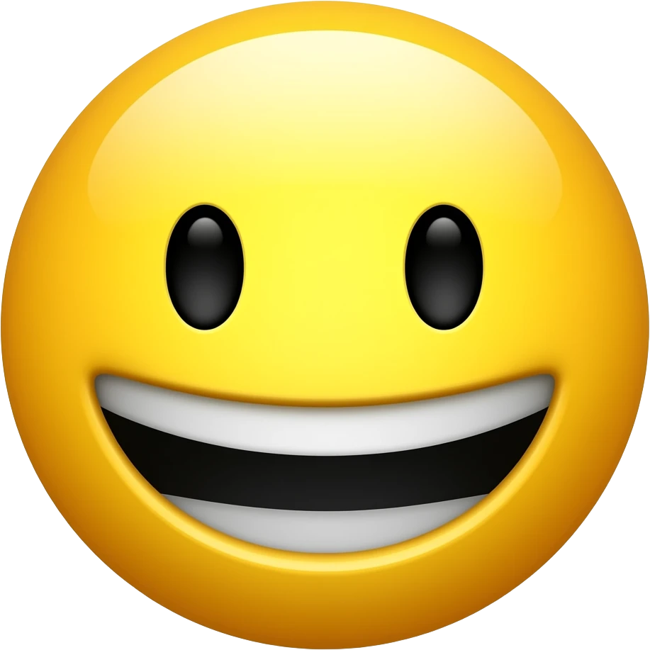 Laughing yellow emoji not human with black teeth emoji