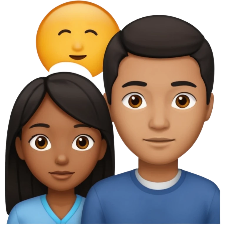 black girl straight hair asian man couple emoji