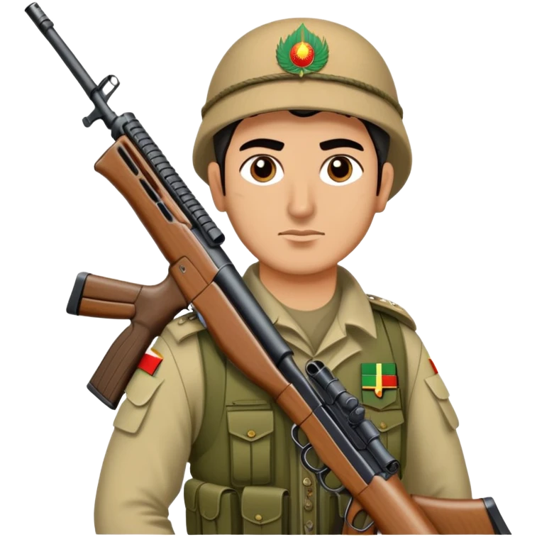 Kurdish warrior Peshmerga with rifle and traditional clothing emoji