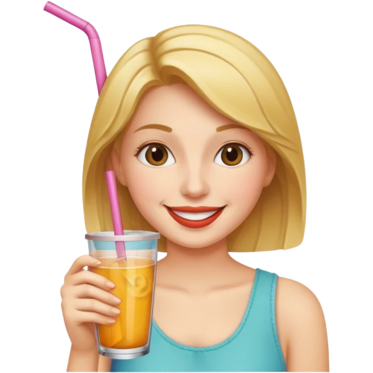 woman sucking on a straw, simple and clear emoji
