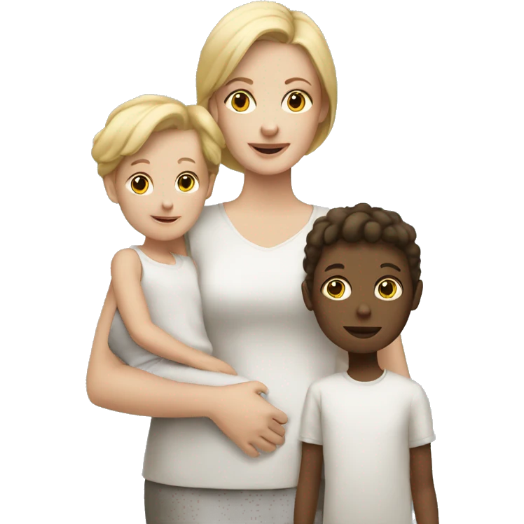 white woman with white
2 kids emoji