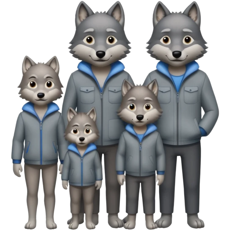 Wolf's family: mom, dad, 3 sons and 1 daughter emoji