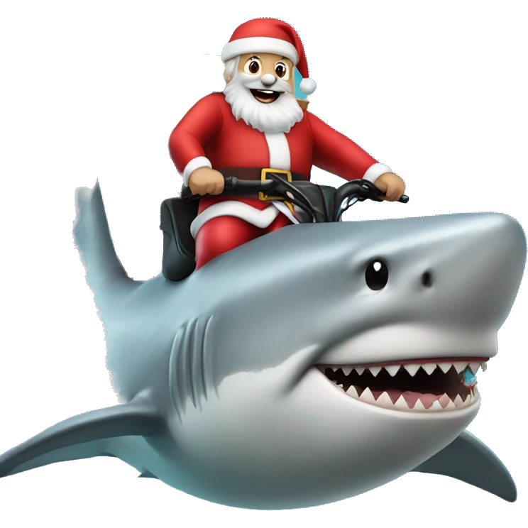 Santa Claus riding on shark emoji