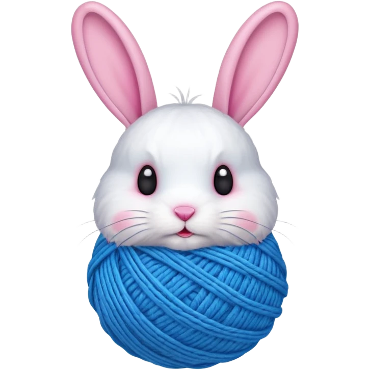 Bunny knitting yarn ball on head emoji