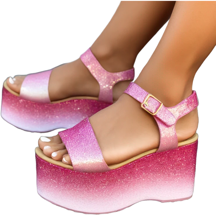 Pink ombre platform-sandals with glitter  emoji