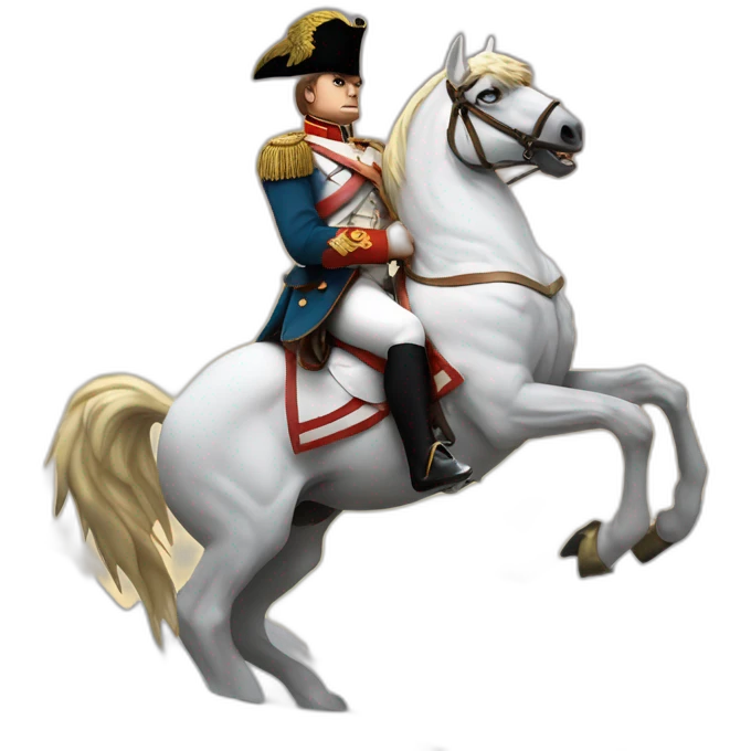 serious angry napoleon on white horse hold a golden eagle emoji