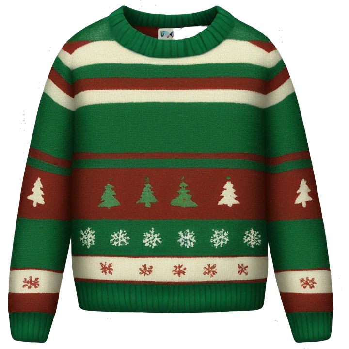 christmas sweater with dark green, dark red, and off-white stripes  emoji